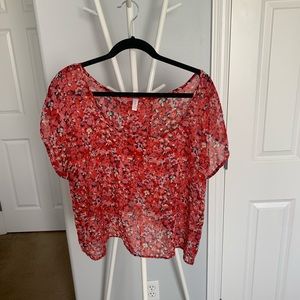 floral partial open back top size large (no tag)